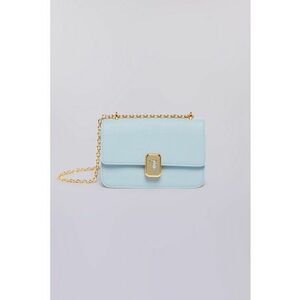 Geanta crossbody de piele cu bareta de lant - Albastru glaciar imagine