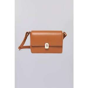 Geanta crossbody din piele cu clapa - Maro scortisoara imagine