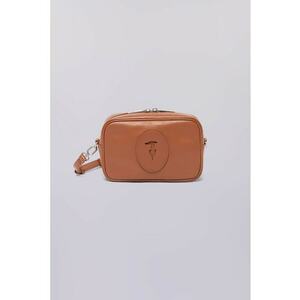 Geanta crossbody din piele cu logo discret - Caramel imagine