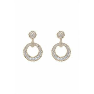 Cercei drop circulari placati cu aur de 18K - Auriu imagine
