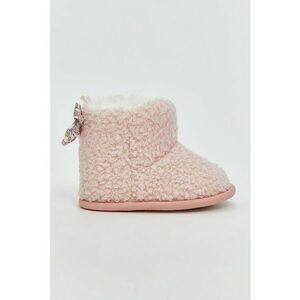 Cizme de casa din material teddy - Roz pastel imagine