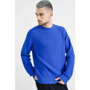 Pulover tricotat cu model uni - Albastru royal imagine