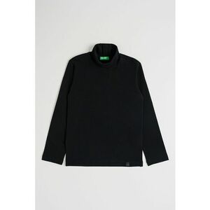 Bluza din amestec de bumbac cu guler inalt - Negru imagine