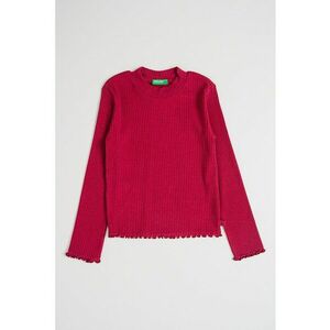 Bluza striata de bumbac cu terminatie valurita - Visiniu imagine