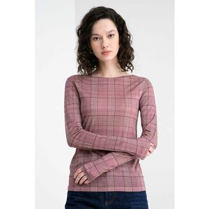 Bluza cu model in carouri si decolteu barcuta - Violet tyrian imagine