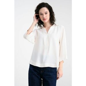 Bluza vaporoasa cu decolteu in V - Crem imagine