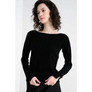Pulover cu decolteu barcuta - Negru imagine