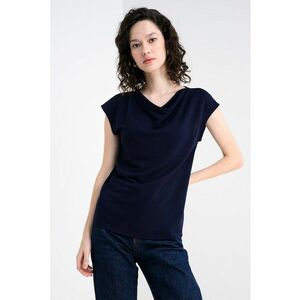 Bluza cu decolteu drapat - Bleumarin imagine