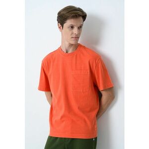 Tricou supradimensionat cu buzunar aplicat pe piept - Portocaliu imagine