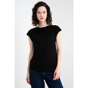 Bluza cu decolteu drapat - Negru imagine