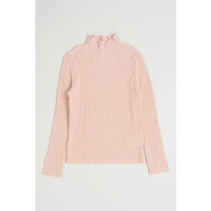 Pulover striat slim fit cu guler inalt - Roz prafuit imagine