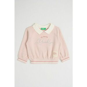 Bluza de trening din bumbac cu broderie text - Roz prafuit imagine
