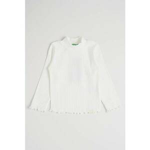 Bluza din amestec de bumbac cu aspect striat - Alb imagine