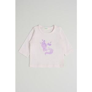 Bluza din bumbac cu model grafic - Roz pal imagine