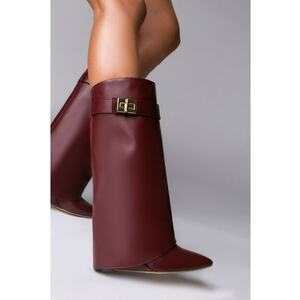 Cizme Morrigan cu toc pana - piele naturala - burgundy imagine