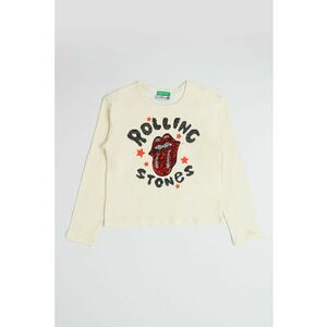 Bluza cu imprimeu si decolteu la baza gatului - Rosu/Crem imagine