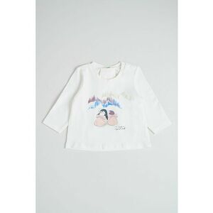 Bluza din amestec de bumbac cu imprimeu - Alb fildes/Roz pal imagine