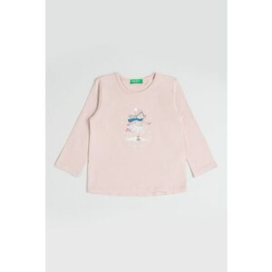 Bluza de bumbac cu imprimeu grafic - Roz pastel imagine