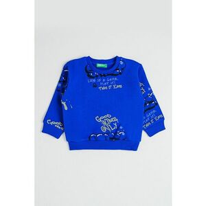 Bluza de trening cu imprimeu text - Albastru royal/Verde fistic imagine