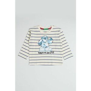 Bluza cu dungi si decolteu rotund - Turcoaz/Bej imagine