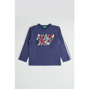 Bluza cu decolteu la baza gatului si imprimeu text - Gri carbune/Rosu stins imagine