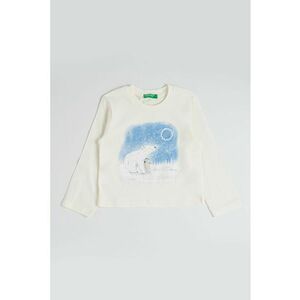 Bluza de bumbac cu imprimeu grafic si logo - Alb fildes/Albastru prafuit imagine