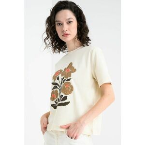 Tricou de bumbac cu imprimeu - Maro/Crem imagine