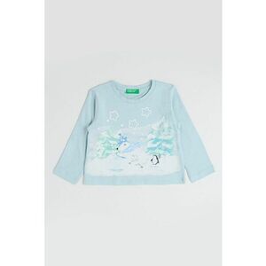Bluza de bumbac cu imprimeu grafic si logo - Alb/Verde menta imagine