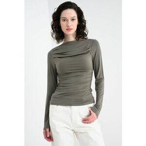 Bluza slim-fit din modal cu model uni - Kaki imagine