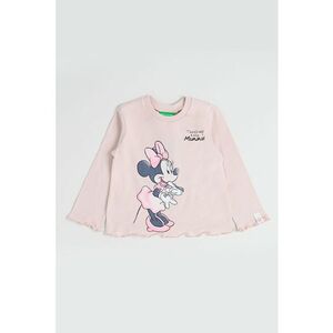 Bluza de bumbac cu imprimeu Minnie Mouse - Roz pal/Gri inchis imagine