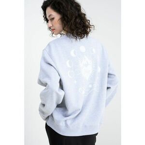 Bluza de trening supradimensionata cu imprimeu pe partea din spate - Alb/Gri deschis imagine