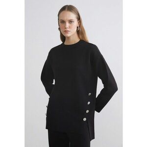 Pulover supradimensionat cu nasturi decorativi - Negru imagine