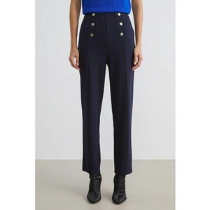 Pantaloni drepti cu nasturi decorativi - Bleumarin imagine