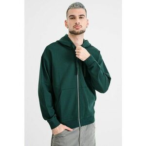 Hanorac cu buzunare oblice si fermoar - Verde englez imagine