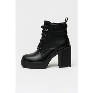 Botine de piele cu toc masiv - Negru imagine