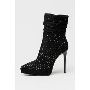 Botine cu nituri metalice - Negru/Argintiu imagine