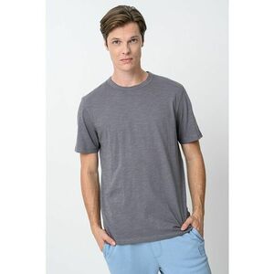Tricou slim fit din bumbac Tegood - Gri cenusiu/Gri inchis imagine