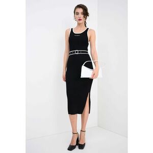 Rochie midi cu accente contrastante - Alb/Negru imagine
