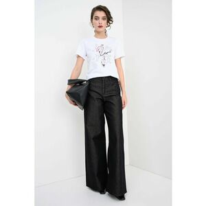 Tricou din bumbac organic cu imprimeu grafic - Rosu/Alb imagine