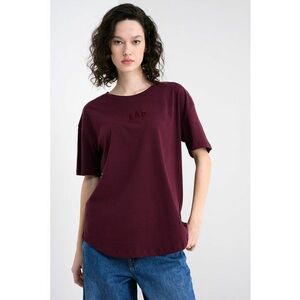 Tricou supradimensionat cu logo brodat - Visiniu imagine