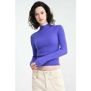 Pulover slim fit cu guler scurt Sarmie - Ametist imagine