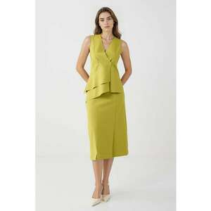 Fusta midi cu model uni - Galben imagine