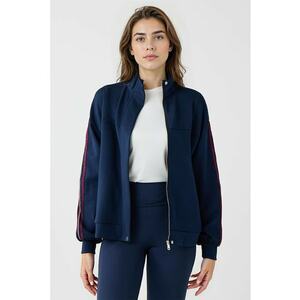 Bluza de trening din amestec de modal cu fermoar - Alb/Rosu inchis/Bleumarin imagine