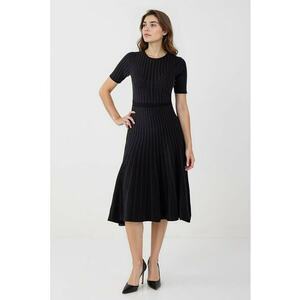 Rochie evazata din bumbac si modal - Negru imagine