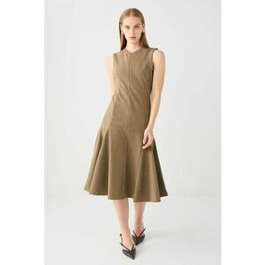 Rochie midi cu fenta cu fermoar - Maro deschis melange imagine