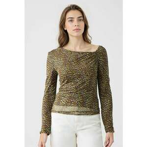 Bluza cu decolteu asimetric - Negru/Maro/Verde masliniu imagine