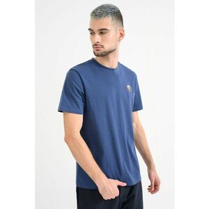 Tricou de bumbac cu aplicatie logo discreta - Albastru inchis imagine