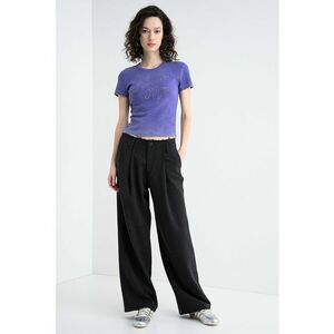 Tricou cu imprimeu logo cu strasuri Dever - Violet deschis/Argintiu imagine