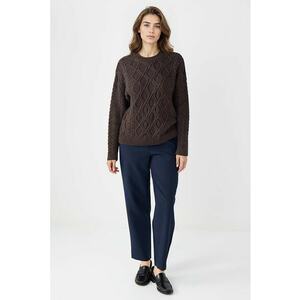 Pantaloni crop cu talie elastica - Bleumarin imagine