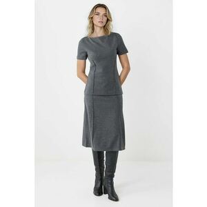Fusta midi cu model uni - Gri inchis melange imagine